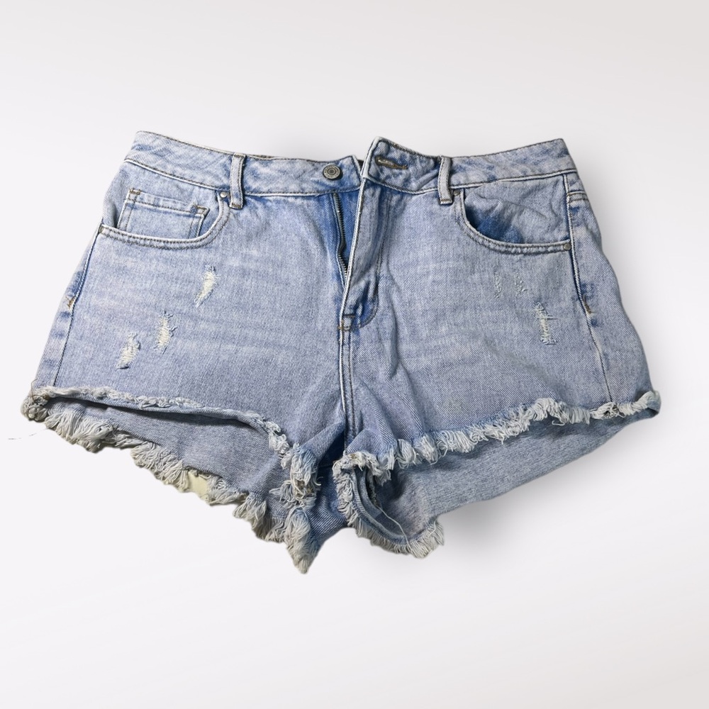 PACSUN Women’s Blue Jean Shorts Sz 29 High Rise Festival Shorts Light Wash Rips